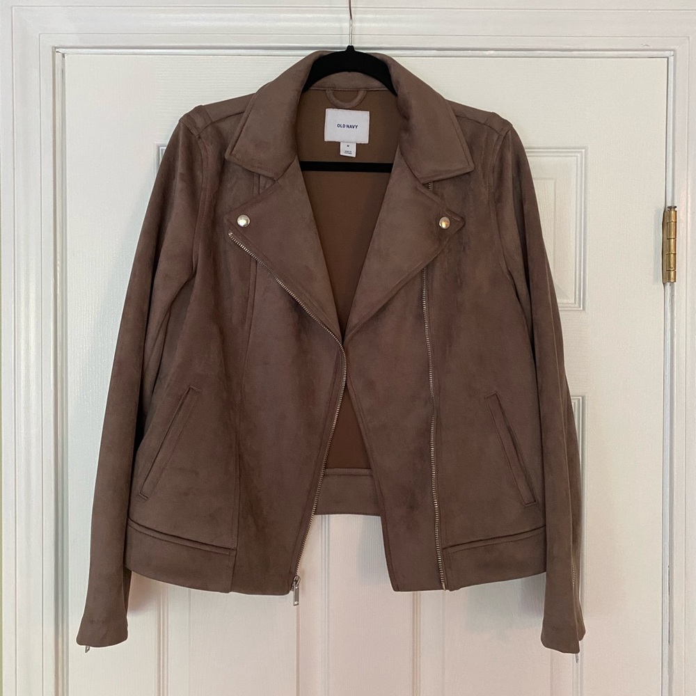 Old Navy faux suede brown moto jacket